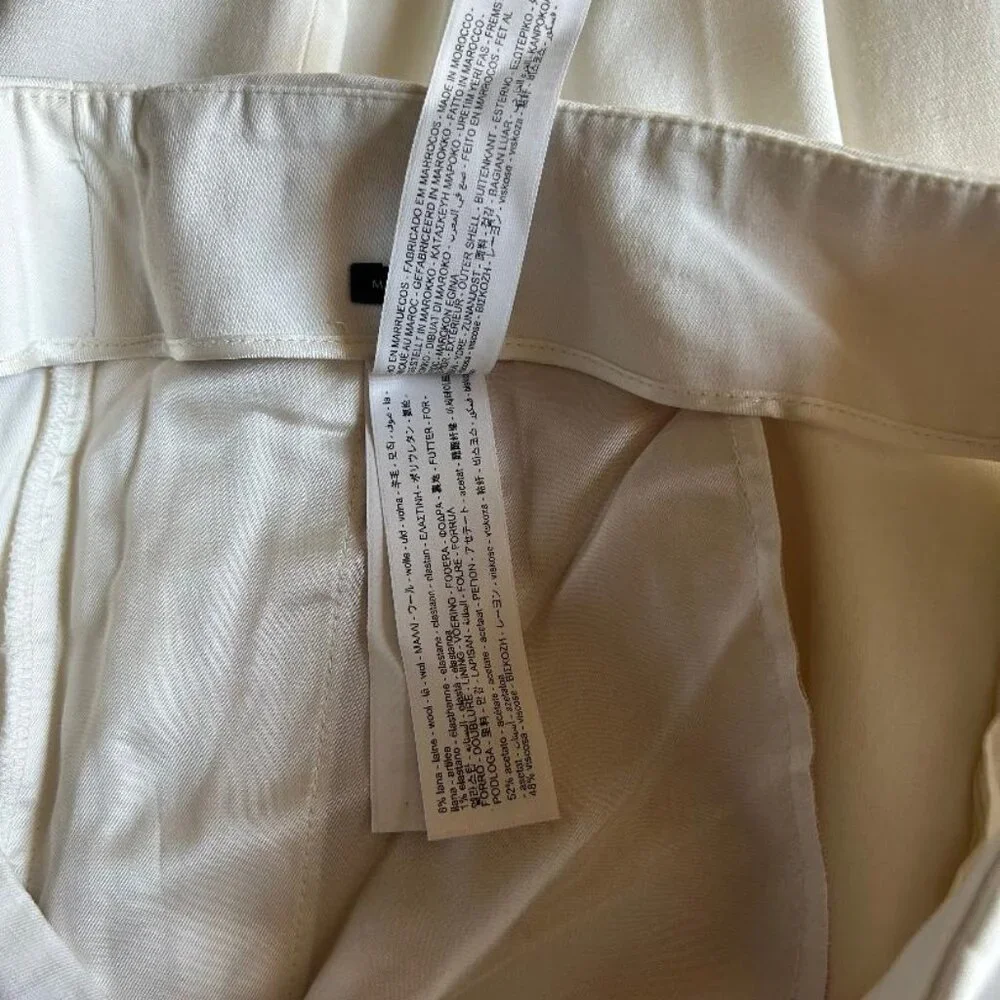 Massimo Dutti Viscose & Wool Blend Flowing Darted Wide Leg Trousers Size 10 NWT - Picture 12 of 15